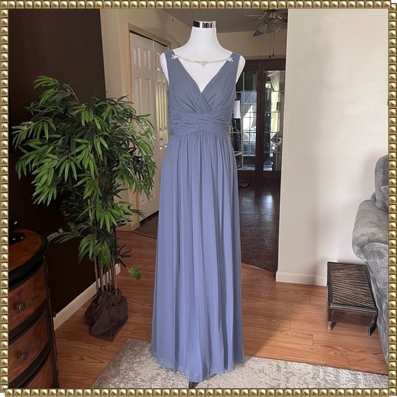 Jenny Packham Dresses & Skirts - Jenny Packham Blue Chiffon Empire Waist Dress Gown Size 6
